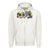 Oatmeal Heather principal mardi gras cowgirl Zipper Hoodie - CowGirlArtShop