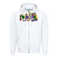 White principal mardi gras cowgirl Zipper Hoodie - CowGirlArtShop