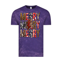 Cloud Purple Merry Merry Merry Christmas Lightning Bolt Vintage Tee - BundleAndBundleShop