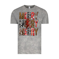 Merry Merry Merry Christmas Lightning Bolt Vintage Tee | Teevron
