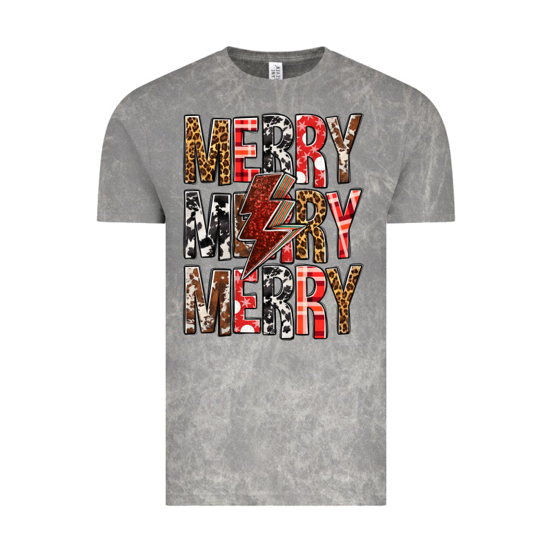 Merry Merry Merry Christmas Lightning Bolt Vintage Tee by BundleAndBundleShop | Teevron