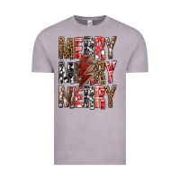 Vintage Zinc Merry Merry Merry Christmas Lightning Bolt Vintage Tee - BundleAndBundleShop