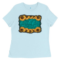 Baby Blue sunflower background Ladies Tee - BarkalooDesign