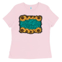Bubblegum Pink sunflower background Ladies Tee - BarkalooDesign