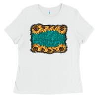 White sunflower background Ladies Tee - BarkalooDesign