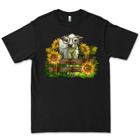 Black charolais heifer with sunflowers Premium Tee - LillyAllenDesigns