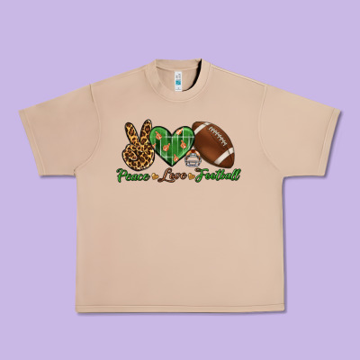 Peace Love Football Urban Heavy Tee Designed By Bundleandbundleshop