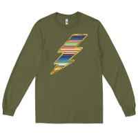 Army Green Yellow Aztec Patterned Lightning Long Sleeve Tee - Bettercallsaul