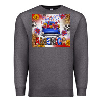 Charcoal Heather Fourth Of July America Truck Premium Sweatshirt - FaDigitalArtStudio