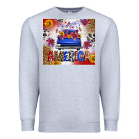 Heather Grey Fourth Of July America Truck Premium Sweatshirt - FaDigitalArtStudio