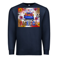 Navy Fourth Of July America Truck Premium Sweatshirt - FaDigitalArtStudio