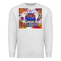Oatmeal Heather Fourth Of July America Truck Premium Sweatshirt - FaDigitalArtStudio