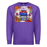 Purple Fourth Of July America Truck Premium Sweatshirt - FaDigitalArtStudio