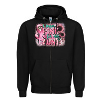 Black i wear pink for my aunt Zipper Hoodie - CowGirlArtShop