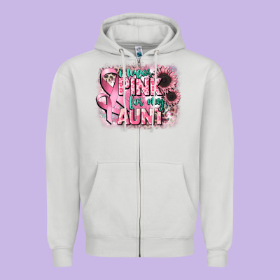 I Wear Pink For My Aunt Zipper Hoodie Designed By Cowgirlartshop