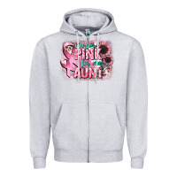 Heather Grey i wear pink for my aunt Zipper Hoodie - CowGirlArtShop