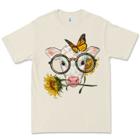 Bone charolais calf with sunflowers and butterfly Premium Tee - LillyAllenDesigns