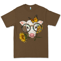 Cacao charolais calf with sunflowers and butterfly Premium Tee - LillyAllenDesigns