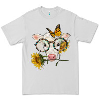 Charolais Calf With Sunflowers And Butterfly Premium Tee | Teevron