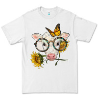White charolais calf with sunflowers and butterfly Premium Tee - LillyAllenDesigns