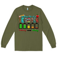 Army Green battery life of a teacher monday friday Long Sleeve Tee - RanaPortraitStore