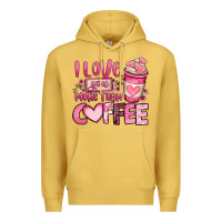 Antique Gold i love you more than coffee valentines day Premium Hoodie - OliviaCreatesArt
