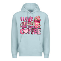 Blue Mist i love you more than coffee valentines day Premium Hoodie - OliviaCreatesArt