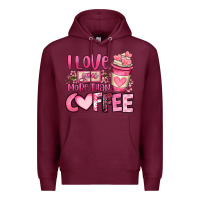 Burgundy i love you more than coffee valentines day Premium Hoodie - OliviaCreatesArt