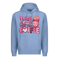 Colony Blue i love you more than coffee valentines day Premium Hoodie - OliviaCreatesArt