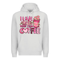 Dove Grey i love you more than coffee valentines day Premium Hoodie - OliviaCreatesArt