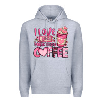 Heather Grey i love you more than coffee valentines day Premium Hoodie - OliviaCreatesArt