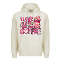 Oatmeal Heather i love you more than coffee valentines day Premium Hoodie - OliviaCreatesArt