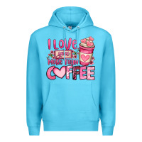 Ocean Blue i love you more than coffee valentines day Premium Hoodie - OliviaCreatesArt