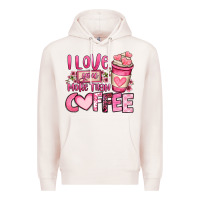 Pale Pink i love you more than coffee valentines day Premium Hoodie - OliviaCreatesArt