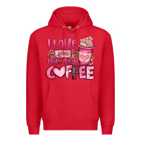Red i love you more than coffee valentines day Premium Hoodie - OliviaCreatesArt