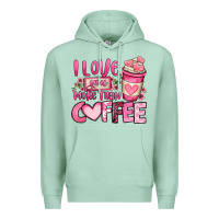 Seafoam i love you more than coffee valentines day Premium Hoodie - OliviaCreatesArt