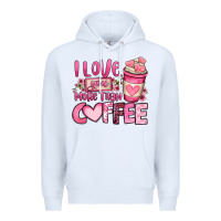 White i love you more than coffee valentines day Premium Hoodie - OliviaCreatesArt