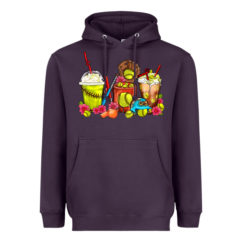 Softball Coffee Cups Heavyweight Hoodie by FaDigitalArtStudio | Teevron