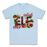 Dusty Blue Cutest Elf Ever Christmas Classic Tee - BundleAndBundleShop