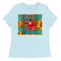 Baby Blue just a girl who loves ladybugs Ladies Tee - LillyAllenDesigns
