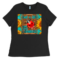 Black just a girl who loves ladybugs Ladies Tee - LillyAllenDesigns