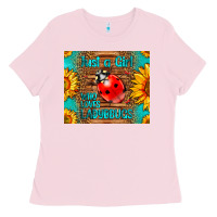 Bubblegum Pink just a girl who loves ladybugs Ladies Tee - LillyAllenDesigns