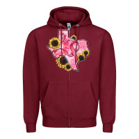 Burgundy texas map breast cancer Zipper Hoodie - CowGirlArtShop