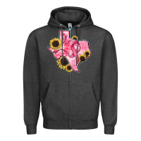 Charcoal Heather texas map breast cancer Zipper Hoodie - CowGirlArtShop