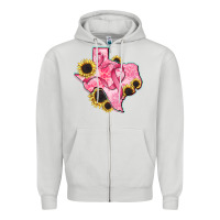Dove Grey texas map breast cancer Zipper Hoodie - CowGirlArtShop