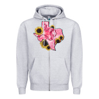 Heather Grey texas map breast cancer Zipper Hoodie - CowGirlArtShop