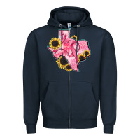 Navy texas map breast cancer Zipper Hoodie - CowGirlArtShop