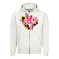Oatmeal Heather texas map breast cancer Zipper Hoodie - CowGirlArtShop
