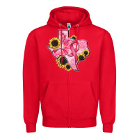 Red texas map breast cancer Zipper Hoodie - CowGirlArtShop