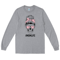 Heather Grey Pink Flower Mom Skull Long Sleeve Tee - Bettercallsaul